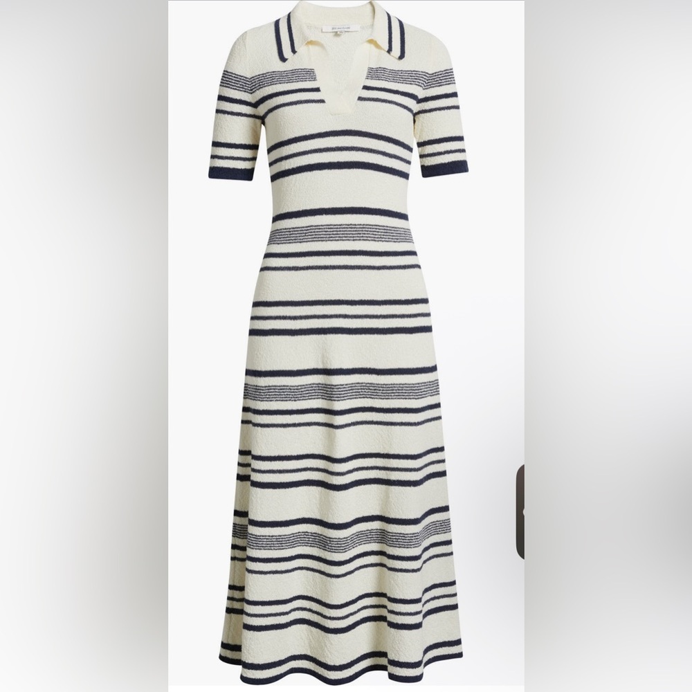 Zoe and Claire Striped Navy and White Midi Polo Dress - Picture 7 of 10